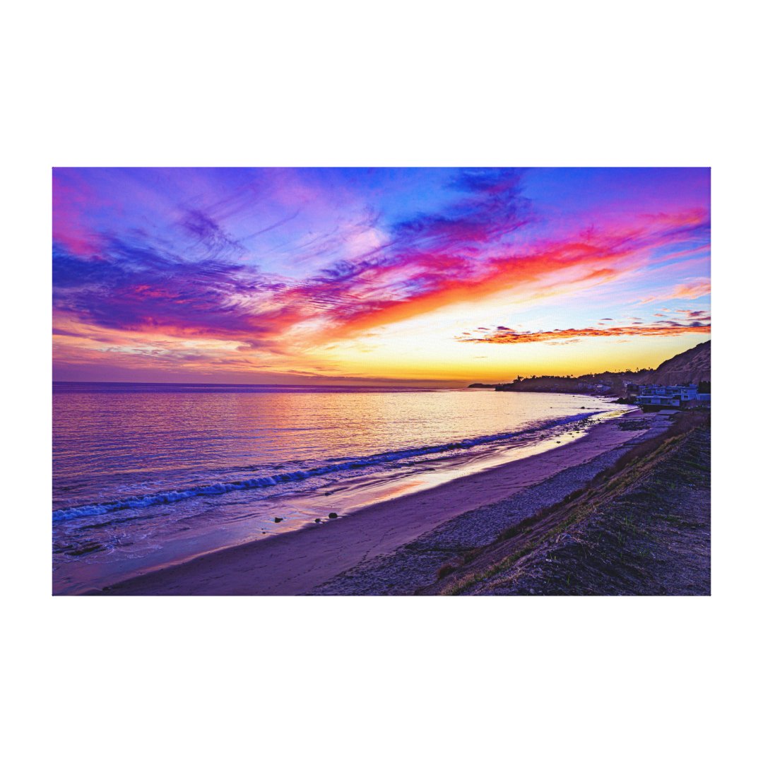 sunset at the beach wrapped canvas | Zazzle