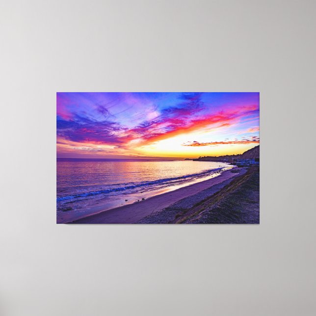 sunset at the beach wrapped canvas print (Front)