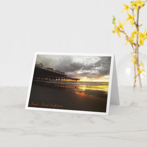 Sunset at the Crystal Pier on a gray day Card