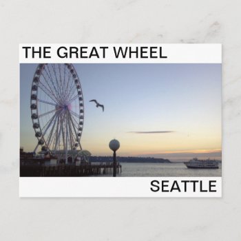 Sunset At The Great Wheel Seattle Postcard by toddsphotography at Zazzle
