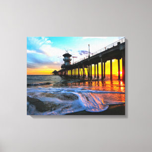 Sunset At The Huntington Beach Pier Canvas Print