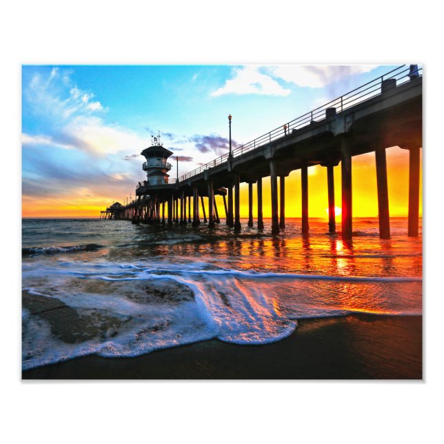 Sunset at the Huntington Beach Pier  Photo Print (Front)