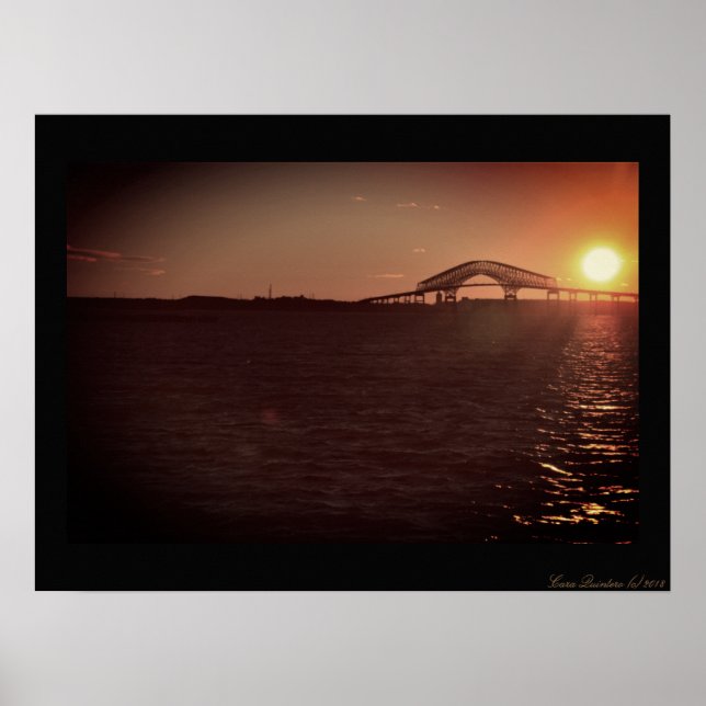 Sunset at the Key Bridge over the Chesapeake Bay Poster (Front)