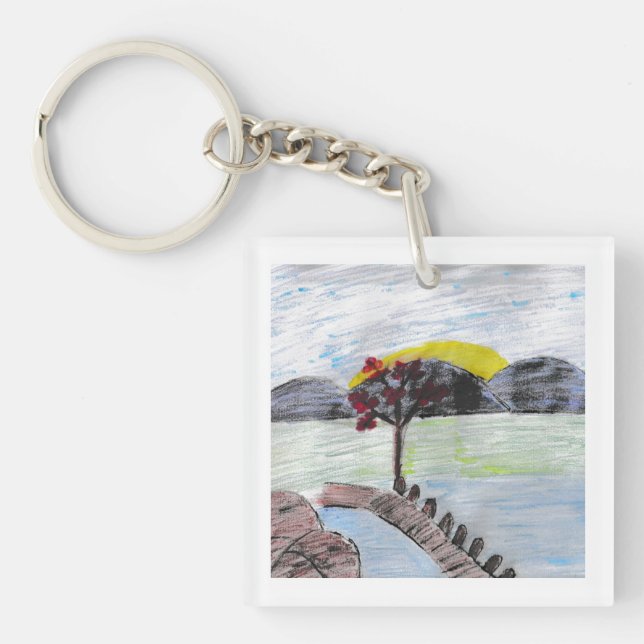 Sunset at the lake keychain (Front)
