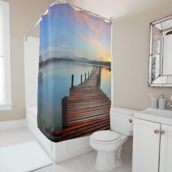 Sunset At The Lake Shower Curtain by Strangeart2015 at Zazzle