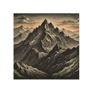 Sunset at the mountains artwork wood wall art