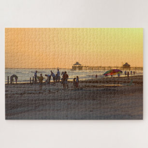 Sunset at the ocean beach jigsaw puzzle