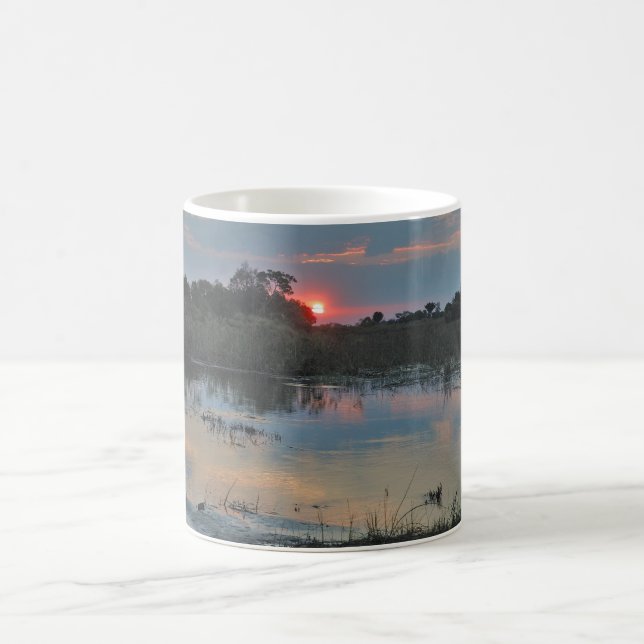 Sunset At The  Okavango, Botswana  Coffee Mug (Center)