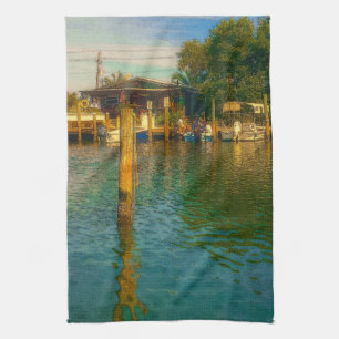 Sunset at the old Watering Hole Kitchen Towel