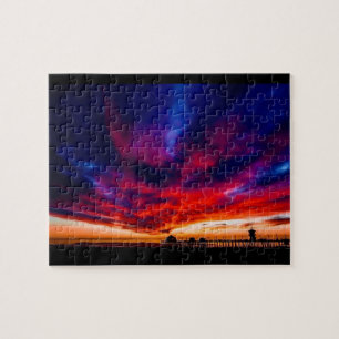 Sunset at the Pier, Huntington Beach, CA Jigsaw Puzzle
