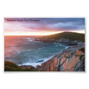 Sunset at Towan Head Newquay Cornwall England Photo Print