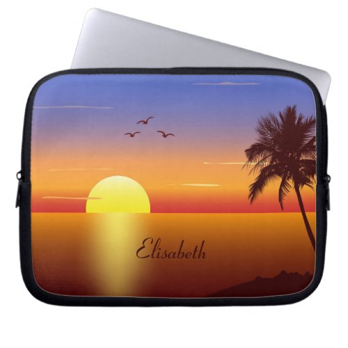 Sunset at tropical beach laptop sleeve