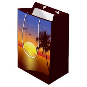 Sunset at tropical beach medium gift bag