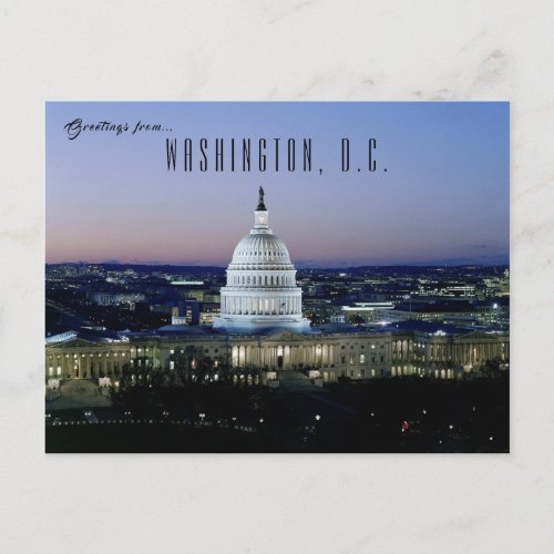 Sunset at United States Capitol Washington DC Postcard