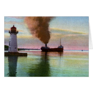 Sunset at Upper Light, Sault Ste. Marie, MI 1909 Cards