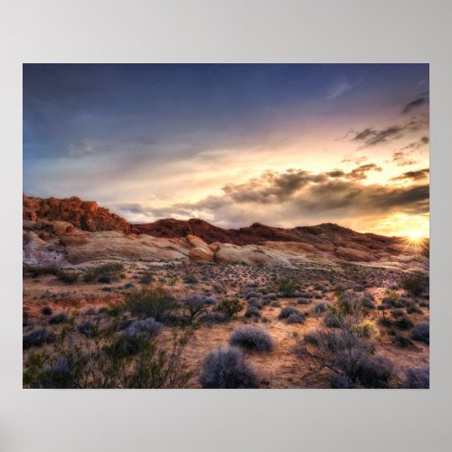 Sunset at Valley of Fire State Park  Nevada USA Poster