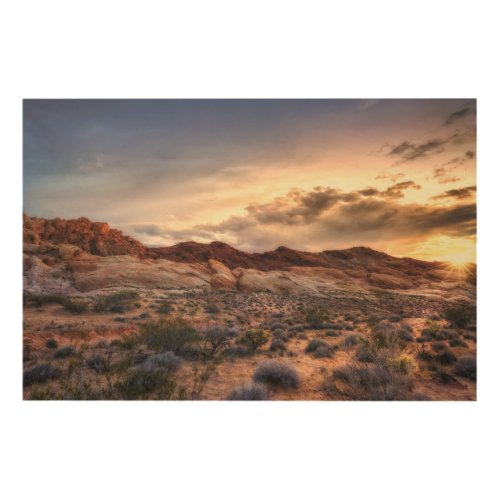 Sunset at Valley of Fire State Park  Nevada USA Wood Wall Art