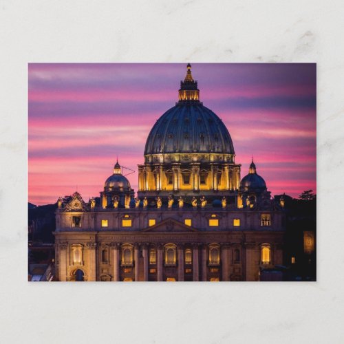 Sunset at Vatican City Postcard