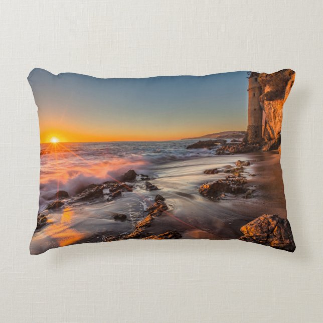 Sunset at Victoria Beach Decorative Pillow (Front)