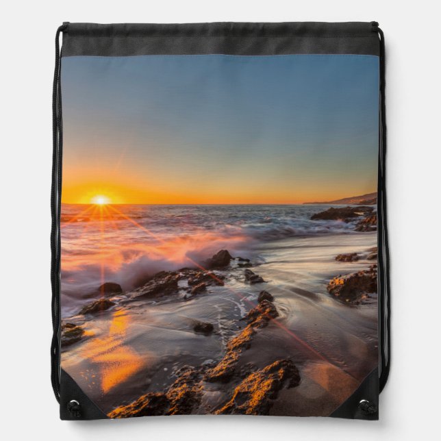 Sunset at Victoria Beach Drawstring Bag (Front)