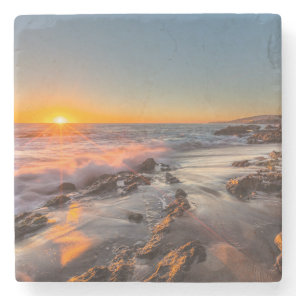 Sunset at Victoria Beach Stone Coaster