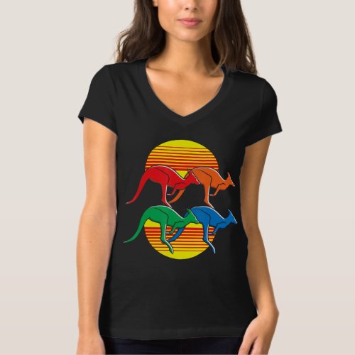 Sunset Australia Animal Lover Kangaroo T_Shirt