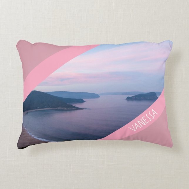 Sunset Australia Pearl Beach, Pink Womens Accent Pillow (Front)