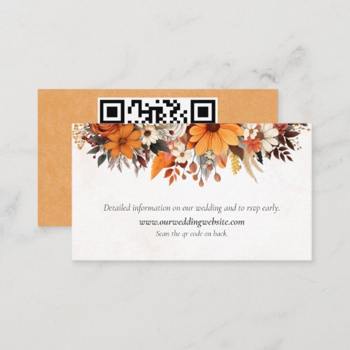 Sunset Autumn Floral Wedding Details Enclosure Card