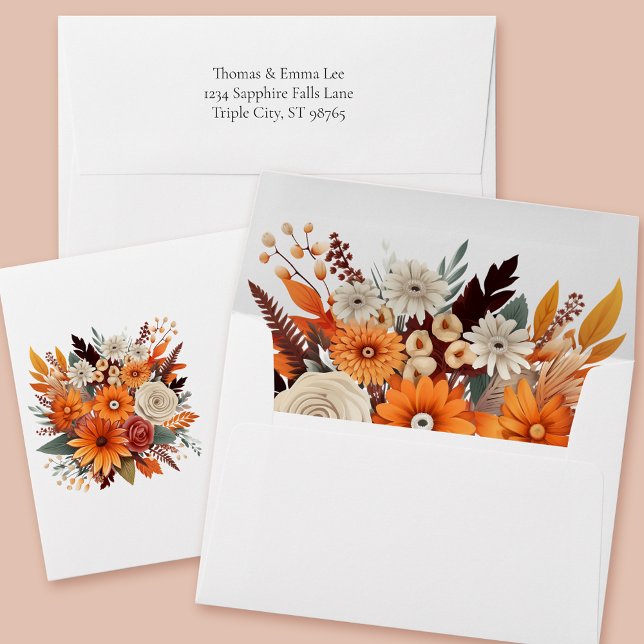 Sunset Autumn Floral Wedding Envelope (Creator Uploaded)