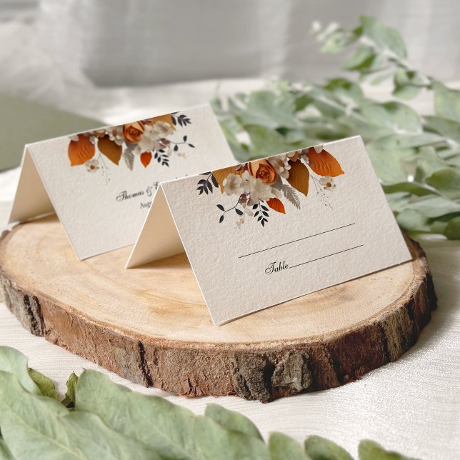 Sunset Autumn Floral Wedding Place Card (Creator Uploaded)