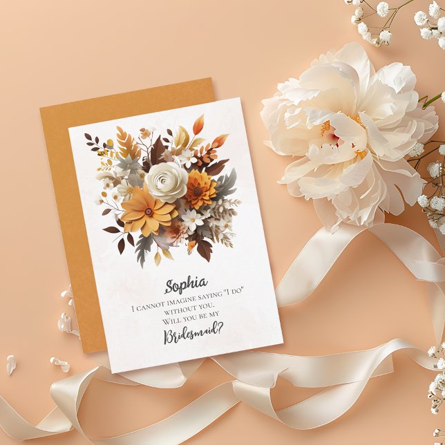 Sunset Autumn Florals Bridesmaid Proposal Invitation (Creator Uploaded)