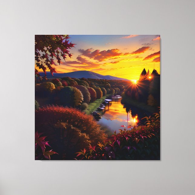 Sunset Autumn Splendor View Landscape 1 Canvas Print (Front)