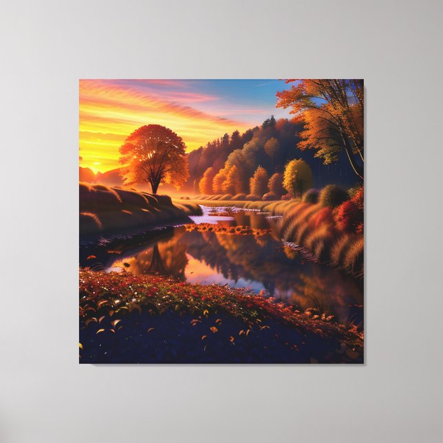 Sunset Autumn Splendor View Landscape 4 Canvas Print (Front)