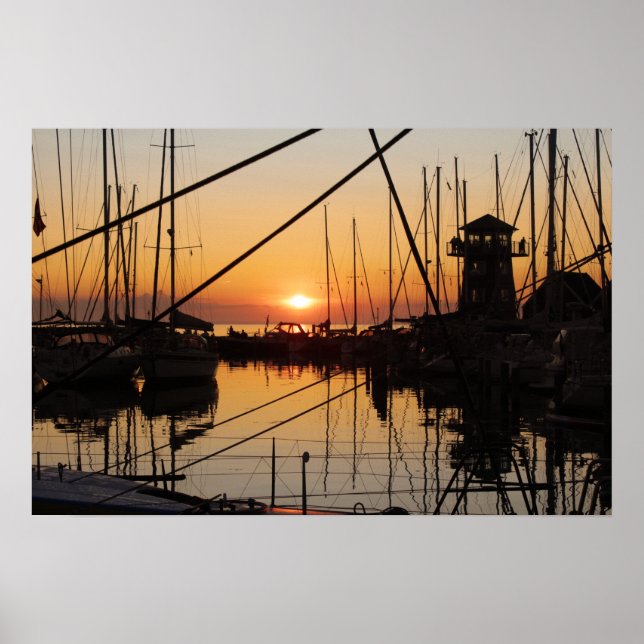 Sunset Bagenkop Harbor, Langeland, Denmark Poster (Front)