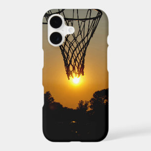 sunset basketball with hoop and net iPhone 17 case