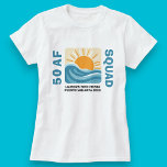 Sunset Beach 50 AF Crew Cute Birthday T-Shirt<br><div class="desc">Celebrate turning 50 in style with this cute and fun birthday t-shirt featuring a playful “50 AF” design with a tropical sunset beach vibe. Perfect for birthday parties, beach trips, or casual gatherings, this shirt makes a great gift for anyone hitting the big 5-0. Comfortable, stylish, and easy to personalize...</div>