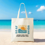 Sunset Beach 50 AF Crew Cute Birthday Tote Bag<br><div class="desc">Celebrate turning 50 in style with this fun and trendy “50 AF” birthday tote bag! Featuring a playful sunset beach design, this bag is perfect for carrying party essentials, beach gear, or everyday items. A great birthday gift for friends, family, or the entire crew, this reusable tote adds a touch...</div>