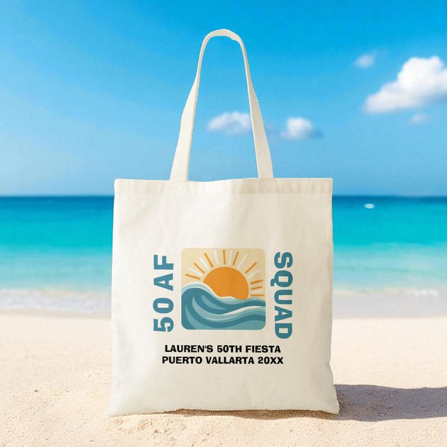 Sunset Beach 50 AF Crew Cute Birthday Tote Bag (Creator Uploaded)