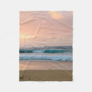 Sunset Beach and ocean Fleece Blanket