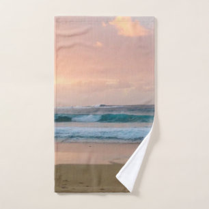 Sunset Beach and ocean Hand Towel