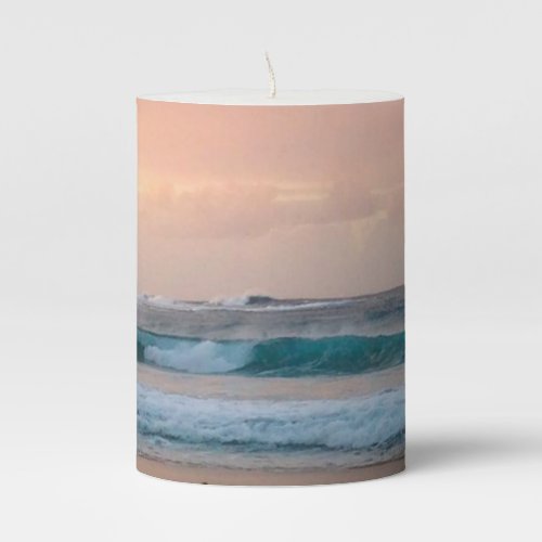 Sunset Beach and ocean  Pillar Candle