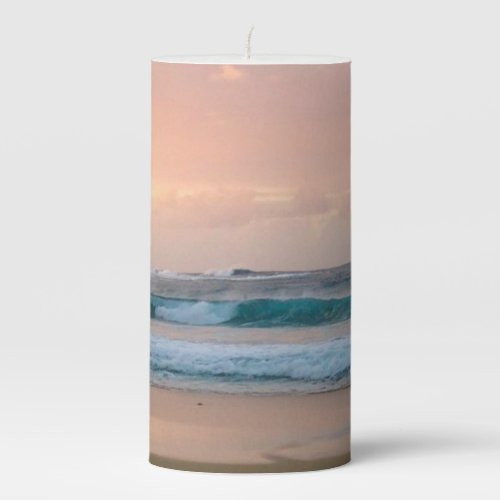 Sunset Beach and ocean  Pillar Candle