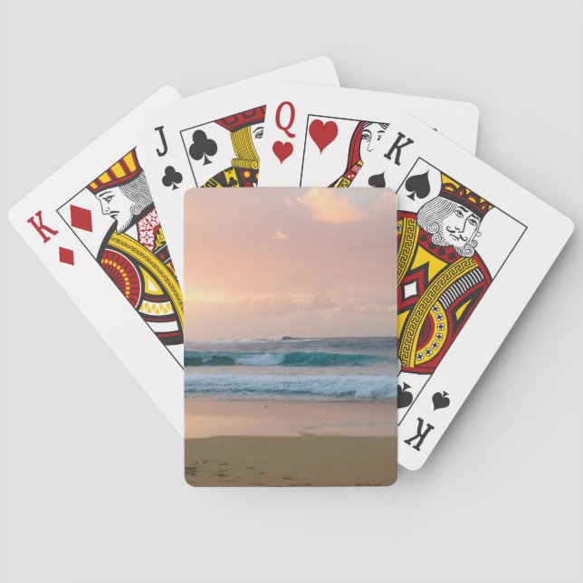 Sunset Beach and ocean  Poker Cards (Back)