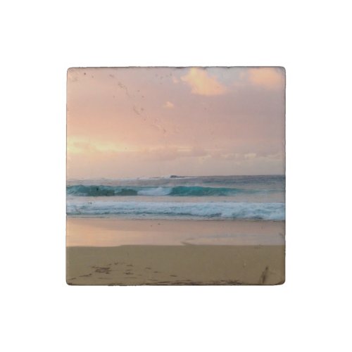 Sunset Beach and ocean  Stone Magnet