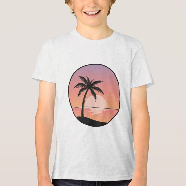 Sunset Beach Badge  Tri-Blend Shirt (Front)