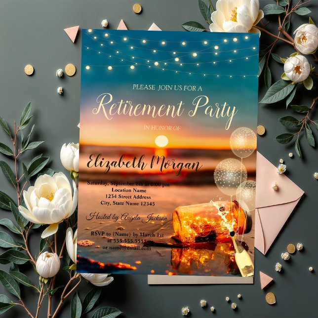 Sunset Beach Balloons,Wine Retirement Party I Invitation (Creator Uploaded)