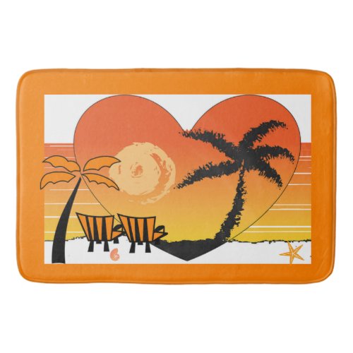 Sunset Beach Bath Mat Orange