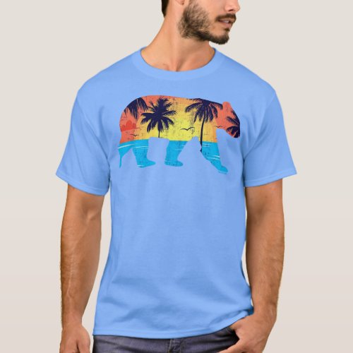 Sunset Beach Bear Coastal Miami Gay Bear BearlyBra T_Shirt