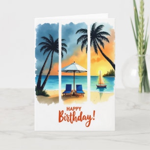 Sunset Beach Birthday Card