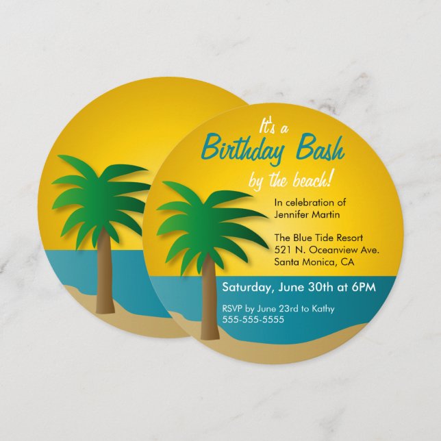 Sunset Beach Birthday Party Invitation (Front/Back)